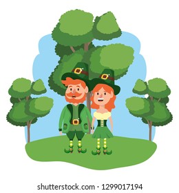 leprechaun couple with trees