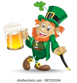 Leprechaun with cup if beer