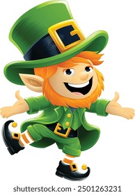 Un duende lindo irlandés St Patrick Day personaje de dibujos animados 