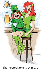 Leprechaun drinking on st. patty's day.