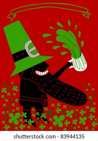 leprechaun  drops beer