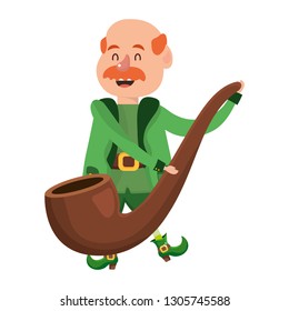 leprechaun dwarf male holding pipe