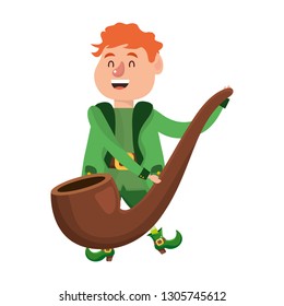 leprechaun dwarf male holding pipe