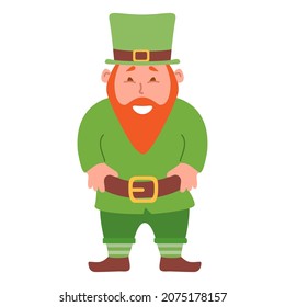 Leprechaun elf patrick.Patricks day man.leprechaun costume.Ireland traditional holiday symbol to the pub.Isolated on white background.