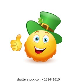 Leprechaun emoticon with thumb up