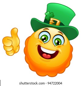 Leprechaun emoticon with thumb up