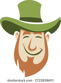 Leprechaun Gesicht mit grünem Hut — St Patrick's Day Cartoon Vektor
