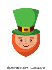 leprechaun face with red beard green hat for st. patricks day