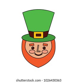 leprechaun face with red beard green hat for st. patricks day