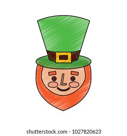 leprechaun face with red beard green hat for st. patricks day