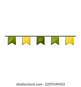 Leprechaun garlandl, traditional irish sign of good luck in cartoon style isolated on white background, design element for greeting cards for St. Patricks Day