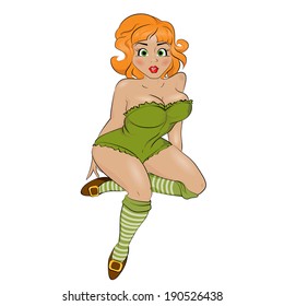 Leprechaun girl, vector isolated.