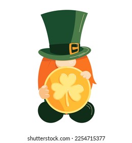 leprechaun gnome holding a coin gold, coins, St. Patrick's Day, character, decor