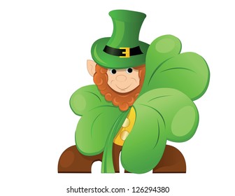 leprechaun or gnome on patrick day lurk for clover