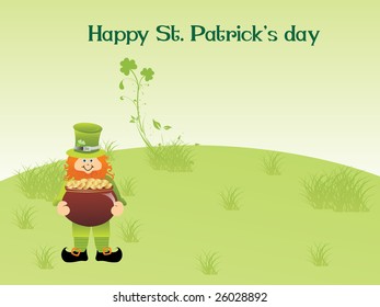 leprechaun with gold coins and earthen pot