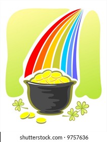 Leprechaun gold and rainbow. Illustration for St. Patrick's Day