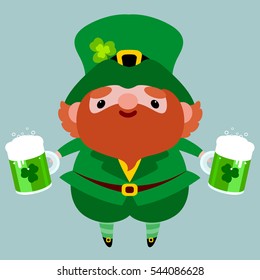 Leprechaun with green beer on St. Patrick's Day celebration