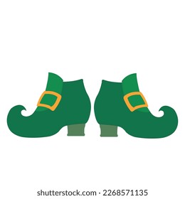 Leprechaun green boots on a white background with copy space