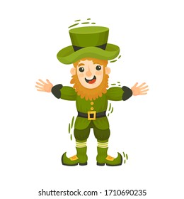 Leprechaun en Sombrero Verde Festín de San Patricio Ilustración vectorial