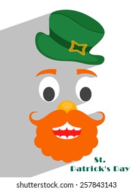 leprechaun with green hat,  mustache,beard face for St. Patrick's Day design 