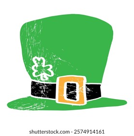 Leprechaun green hat saint patrick textured vector illustration design