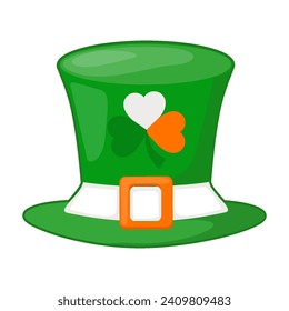 Leprechaun green top hat with clover for St. Patrick s Day. Gnome green top hat with clover for St. Patricks Day