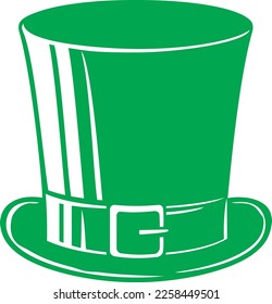 Leprechaun Green Top Hat. St. Patrick’s Day Design. Vector Illustration.