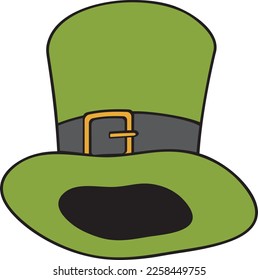 Leprechaun Green Top Hat. St. Patrick’s Day Design. Vector Illustration.