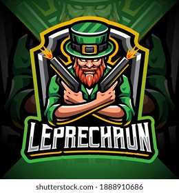 Leprechaun gunner esport mascot logo design