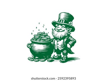 leprechaun hand drawn sketch vector