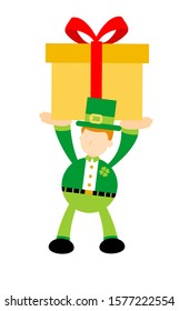 leprechaun happy gift box cartoon doodle flat design style vector illustration