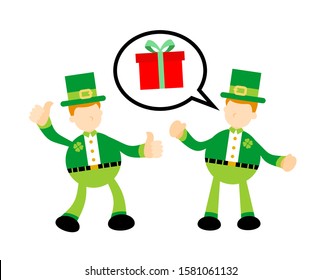 leprechaun happy gift box cartoon doodle flat design style vector illustration