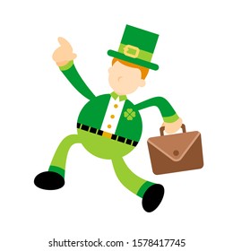 leprechaun happy worker office cartoon doodle flat design style vector illustration