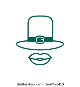 leprechaun hat accessory with female lips line style vector illustration design