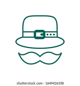 accesorio de sombrero leprechaun con diseño de ilustración vectorial de línea de bigote