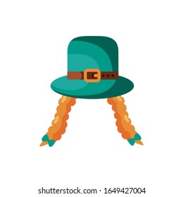 Leprechaun sombrero con trenzas de diseño de ilustración vectorial de estilo detallado