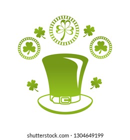 leprechaun hat with clover isolated icon