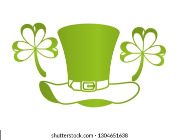 leprechaun hat with clover isolated icon