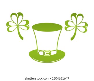 leprechaun hat with clover isolated icon