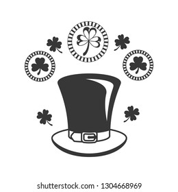 leprechaun hat with clover isolated icon
