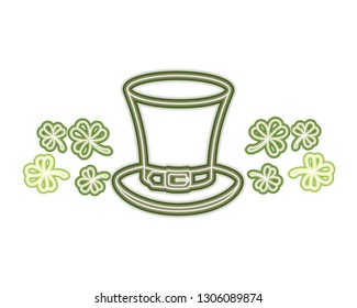 leprechaun hat with clover isolated icon