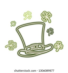 leprechaun hat with clover isolated icon