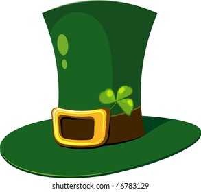 Leprechaun Hat with clover over white