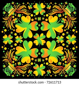 Leprechaun hat and clover psychedelic vector pattern