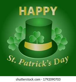 Leprechaun hat with  clover. Vector illustration. St. Patrick's Day 