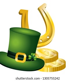 leprechaun hat coin horseshoe