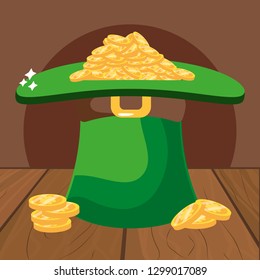 leprechaun hat with coins
