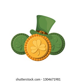 leprechaun hat with coins isolated icon
