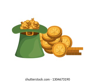 leprechaun hat with coins isolated icon