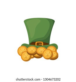 leprechaun hat with coins isolated icon